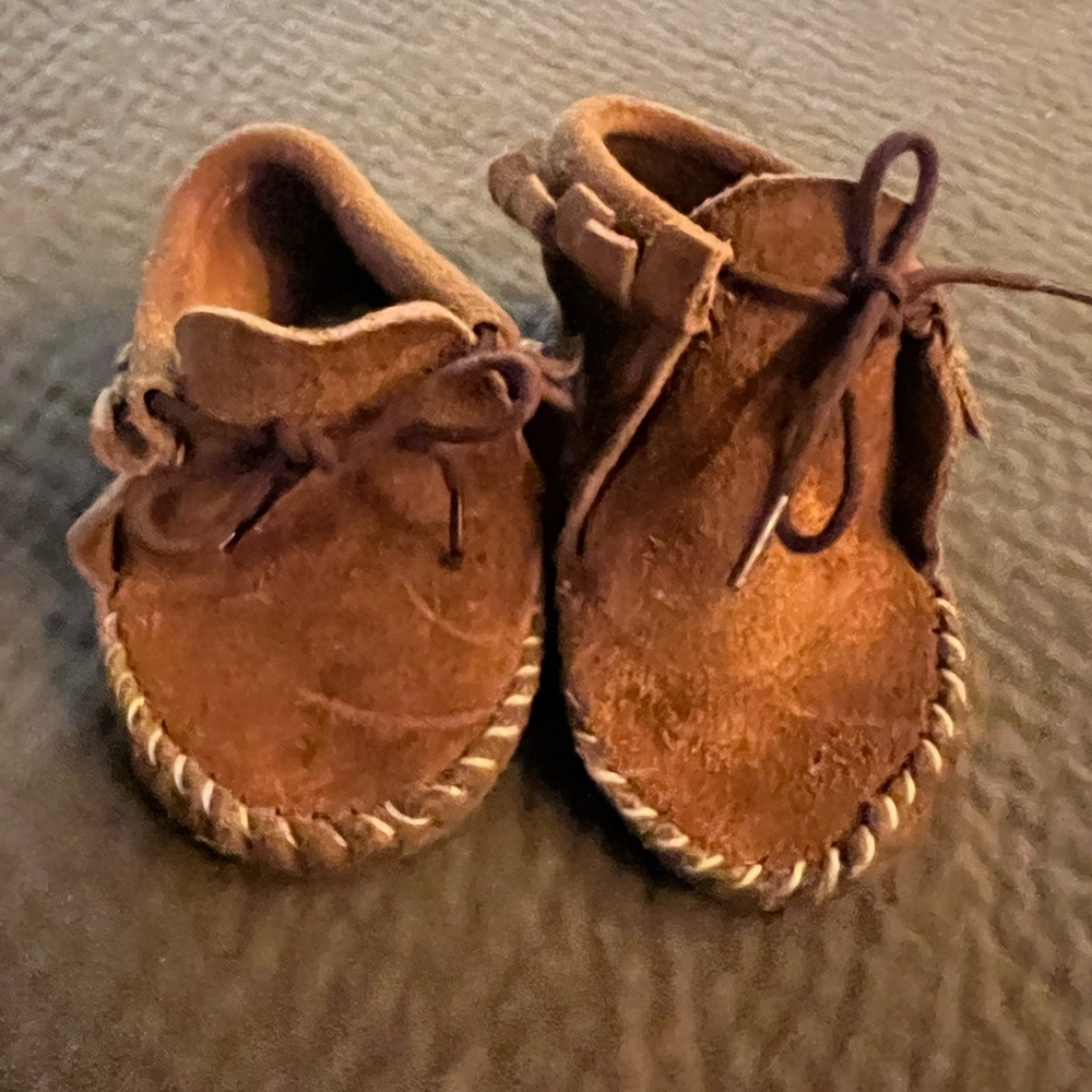 vintage baby booties made from real suede